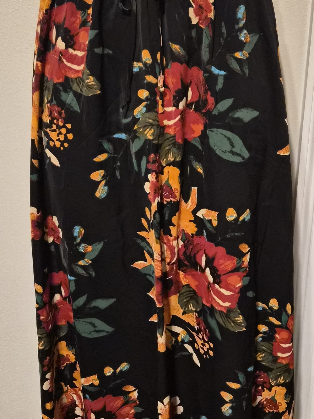 Yincro Floral Print Elastic Waist Maxi Skirt with Pockets NWT 2XL